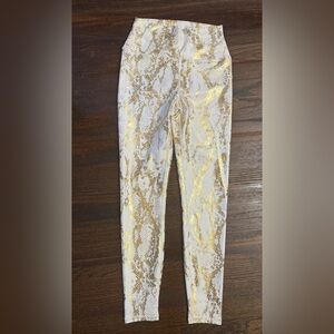 Carbon38 Gold and White Snakeskin Leggings Medium